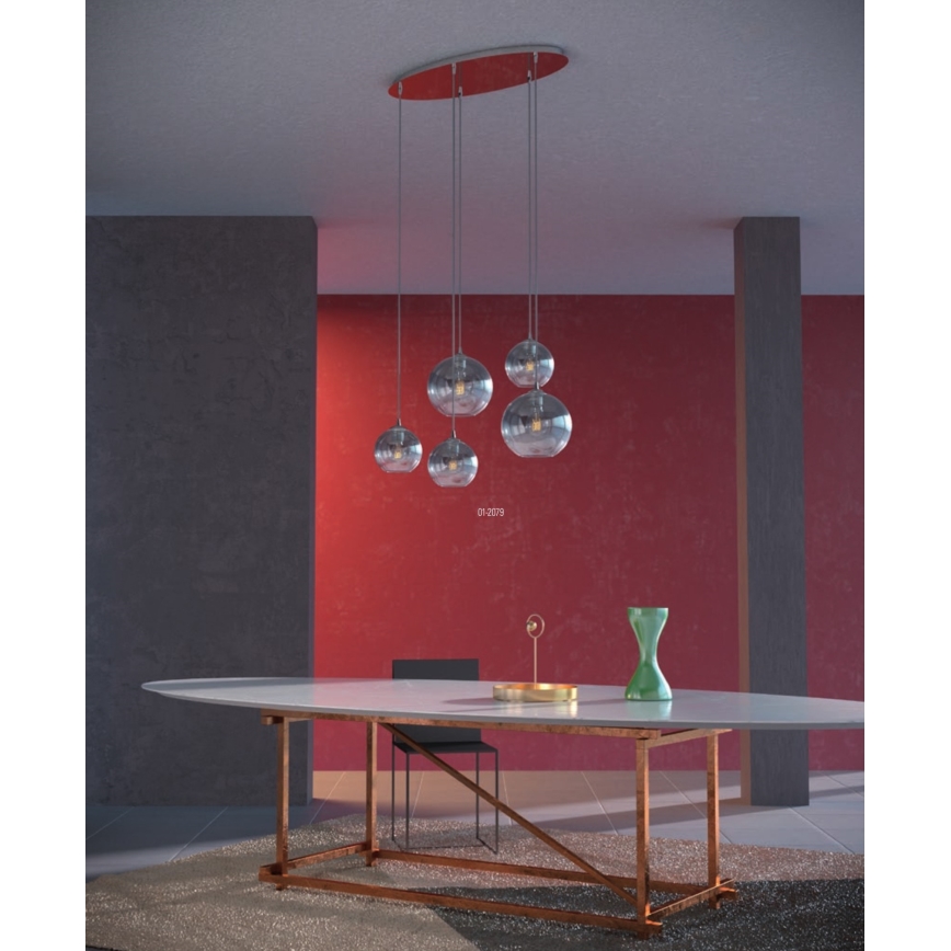Redo 01-2079 - Chandelier on a string BOWL 5xE27/42W/230V smoky