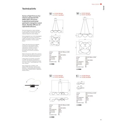 Redo 01-2110 - LED Dimmable chandelier on a string CORRAL LED/40W/230V 3000K gold
