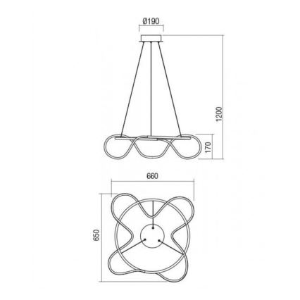 Redo 01-2110 - LED Dimmable chandelier on a string CORRAL LED/40W/230V 3000K gold