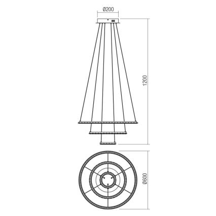 Redo 01-2173 - LED Chandelier on a string NUNZIA LED/54W/230V