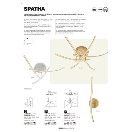 Redo 01-2185 - LED Ceiling light SPATHA 3xLED/6W/230V 3000K gold