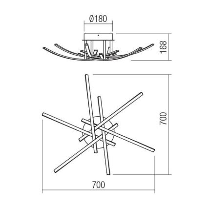 Redo 01-2187 - LED Ceiling light SPATHA 6xLED/6W/230V 3000K gold