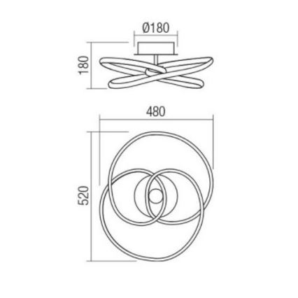 Redo 01-2189 - LED Dimmable ceiling light SINTRA LED/40W/230V