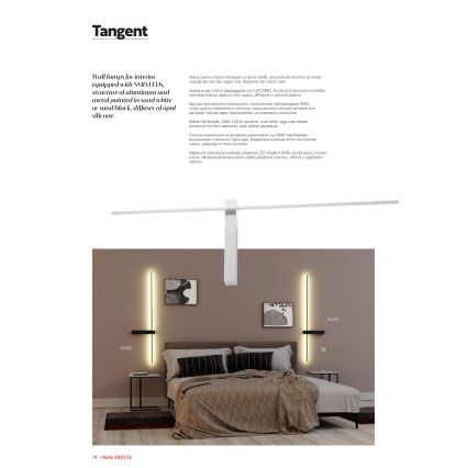 Redo 01-2201 - TANGENT LED Wall Light 14W/230V 3000K 125.4 cm Black