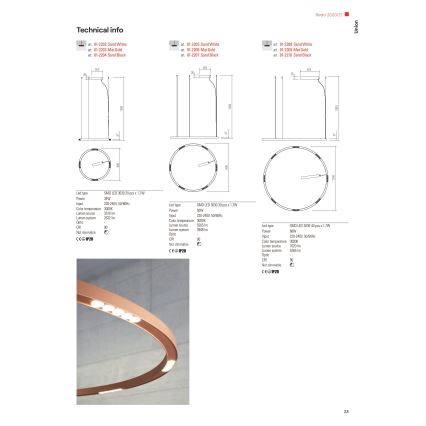 Redo 01-2202 - LED Chandelier on a string UNION LED/34W/230V CRI 90 3000K d. 60 cm white