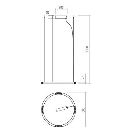 Redo 01-2202 - LED Chandelier on a string UNION LED/34W/230V CRI 90 3000K d. 60 cm white