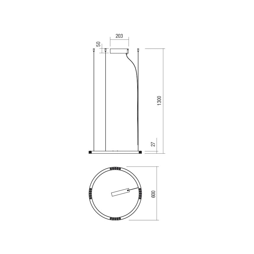 Redo 01-2202 - LED Chandelier on a string UNION LED/34W/230V CRI 90 3000K d. 60 cm white
