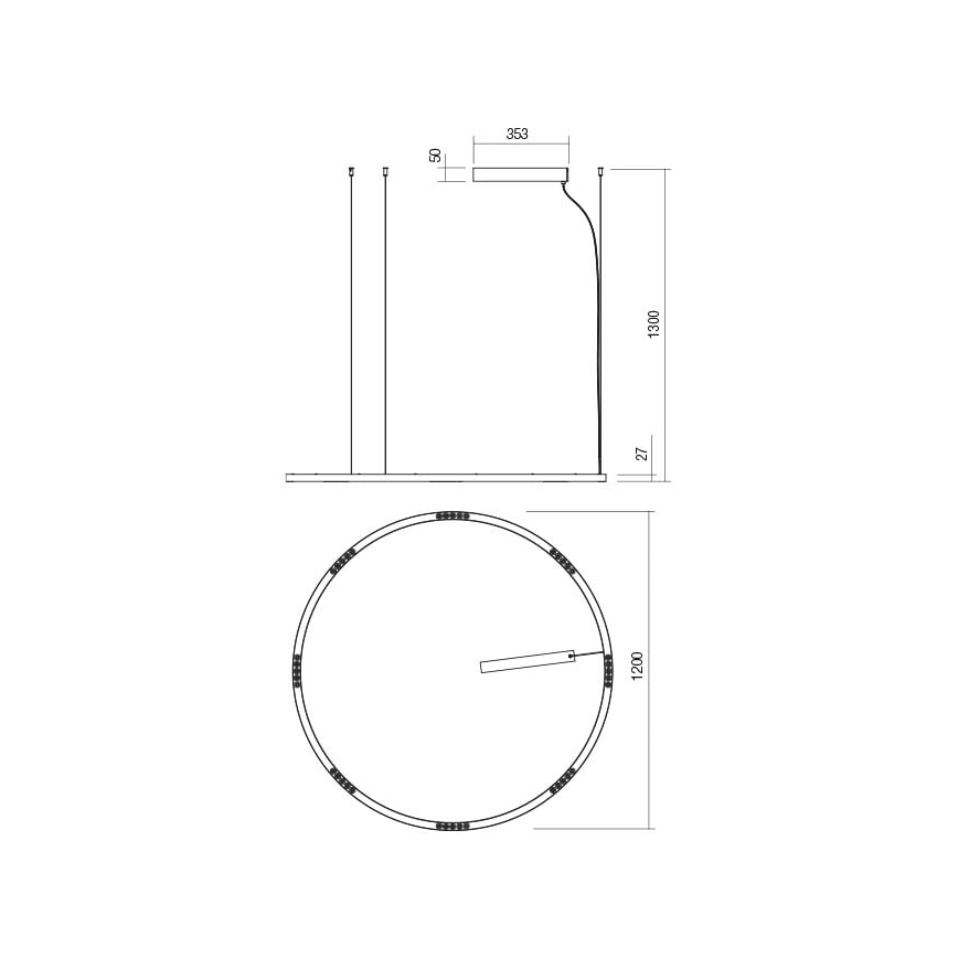 Redo 01-2208 - LED Chandelier on a string UNION LED/68W/230V CRI 90 3000K d. 120 cm white