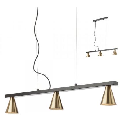 Redo 01-2218 - Chandelier on a string ZUMA 3xGU10/15W/230V black/gold