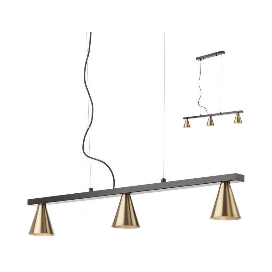 Redo 01-2218 - Chandelier on a string ZUMA 3xGU10/15W/230V black/gold