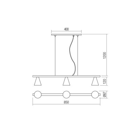 Redo 01-2218 - Chandelier on a string ZUMA 3xGU10/15W/230V black/gold