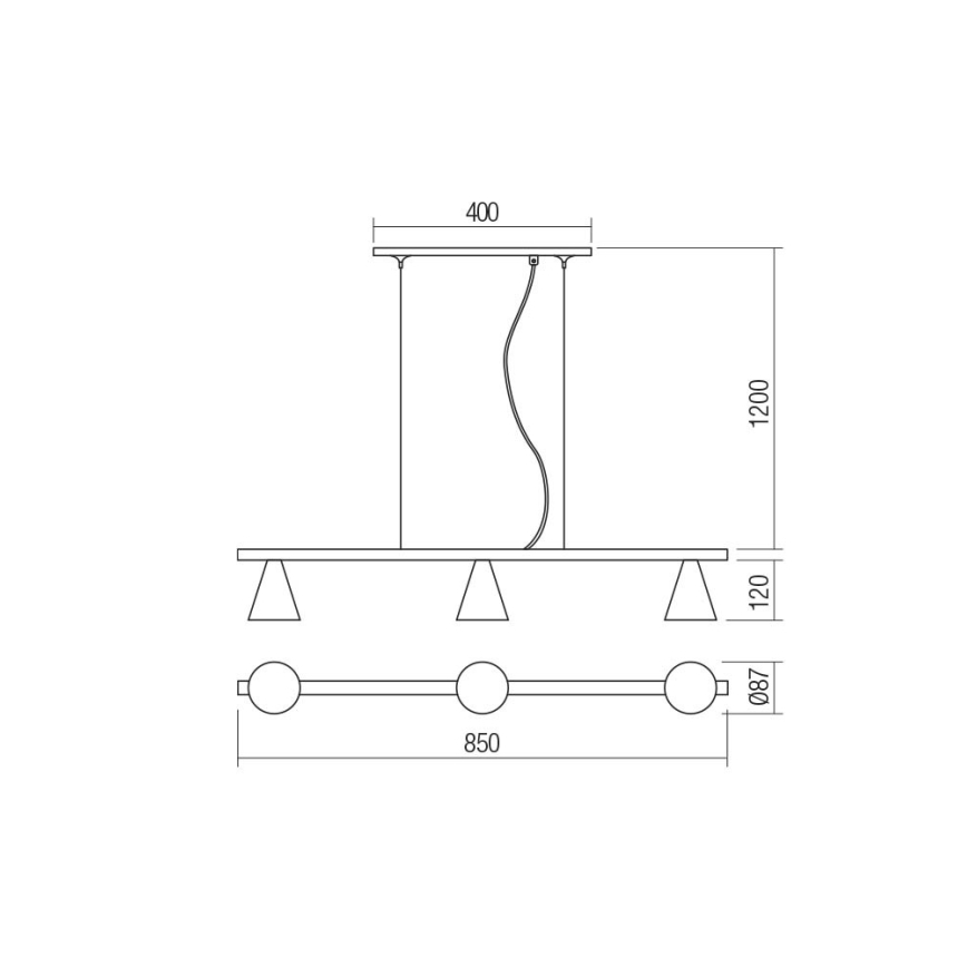 Redo 01-2218 - Chandelier on a string ZUMA 3xGU10/15W/230V black/gold