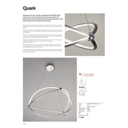Redo 01-2251 - LED Dimmable chandelier on a string QUARK LED/43W/230V 3000K d. 60 cm matte chrome