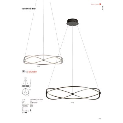 Redo 01-2251 - LED Dimmable chandelier on a string QUARK LED/43W/230V 3000K d. 60 cm matte chrome