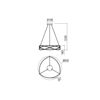 Redo 01-2251 - LED Dimmable chandelier on a string QUARK LED/43W/230V 3000K d. 60 cm matte chrome