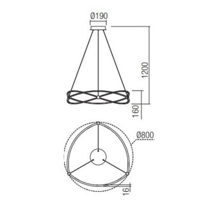 Redo 01-2254 - LED Dimmable chandelier on a string QUARK LED/54W/230V 3000K d. 80 cm black