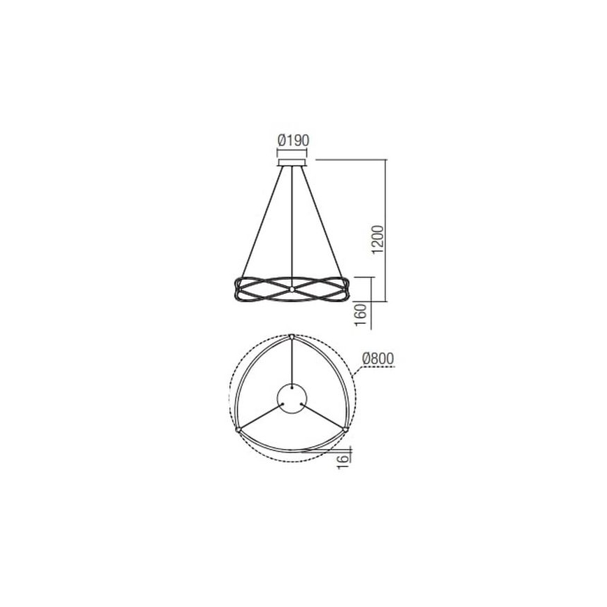Redo 01-2254 - LED Dimmable chandelier on a string QUARK LED/54W/230V 3000K d. 80 cm black
