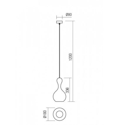 Redo 01-2257 - Chandelier on a string LOB 1xE27/42W/230V d. 18 cm copper