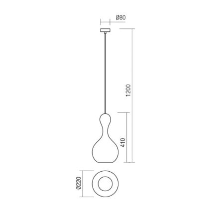 Redo 01-2260 - Chandelier on a string LOB 1xE27/42W/230V d. 22 cm copper