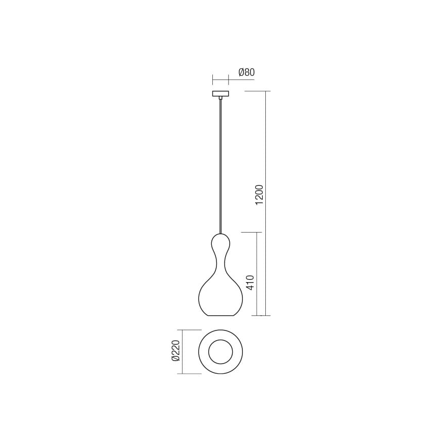 Redo 01-2260 - Chandelier on a string LOB 1xE27/42W/230V d. 22 cm copper
