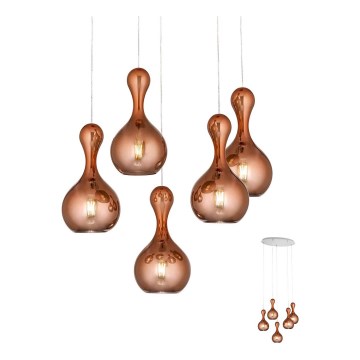 Redo 01-2263 - Chandelier on a string LOB 5xE27/42W/230V copper