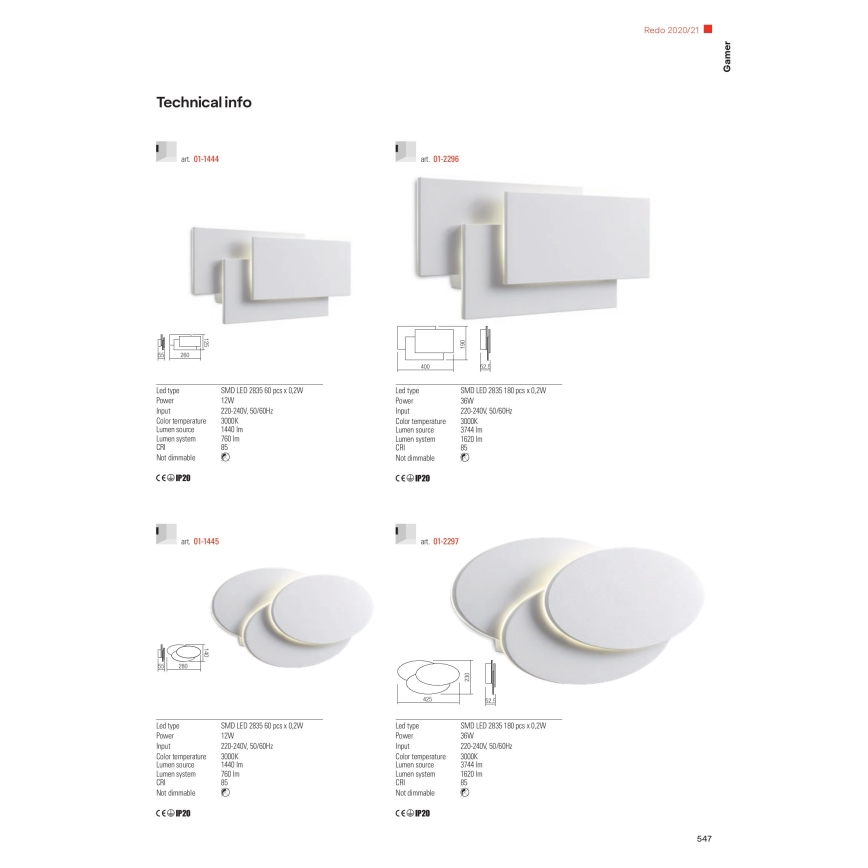 Redo 01-2297 - LED Wall Light GAMER LED/36W/230V white