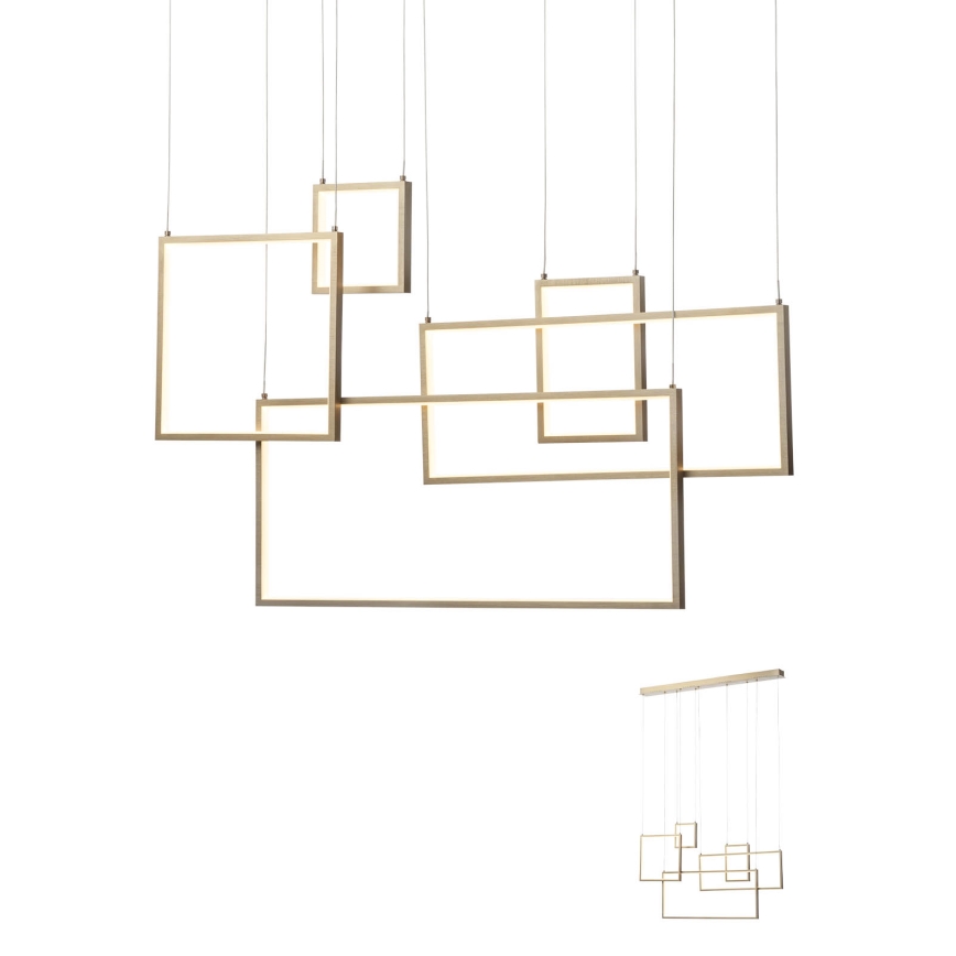 Redo 01-2317 - PLANA LED dimmable cable-suspended chandelier LED/80W/230V, gold