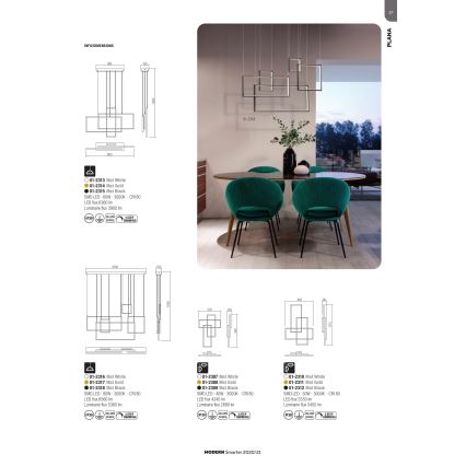 Redo 01-2318 - LED Dimmable chandelier on a string PLANA LED/80W/230V black