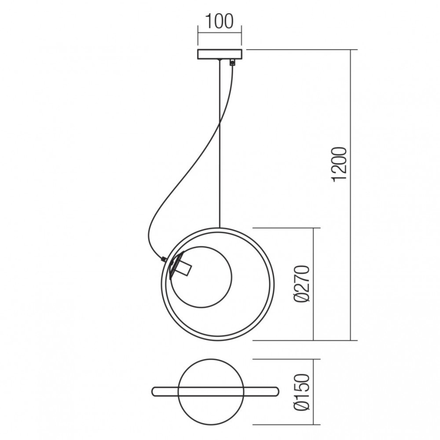 Redo 01-2319 - Chandelier on a string KLEIDI 1xE14/28W/230V d. 27 cm brown