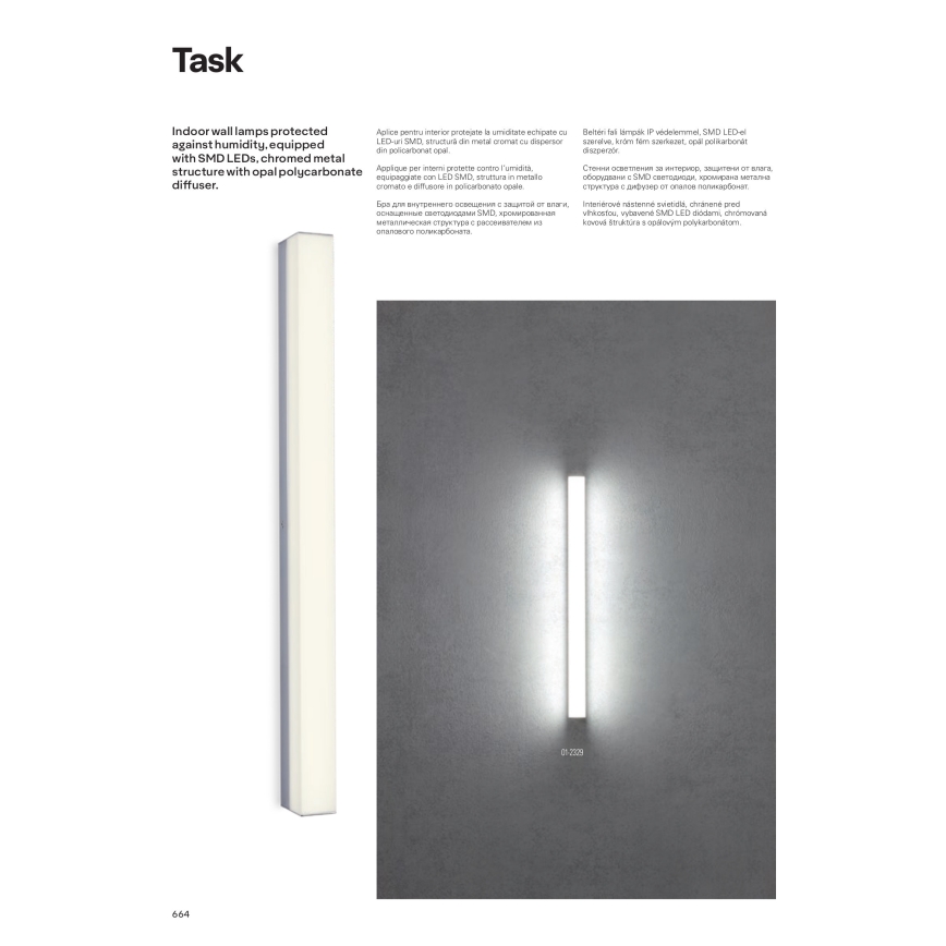 Redo 01-2330 - TASK Bathroom LED Illuminated Mirror, 18W/230V, 90 cm, CRI 90, IP44, Polished Chrome