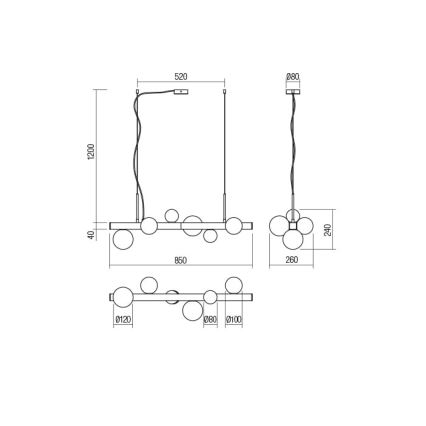 Redo 01-2374 - Chandelier on a string GOJI 6xG9/28W/230V gold