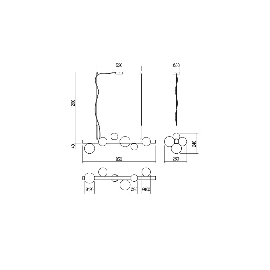 Redo 01-2374 - Chandelier on a string GOJI 6xG9/28W/230V gold