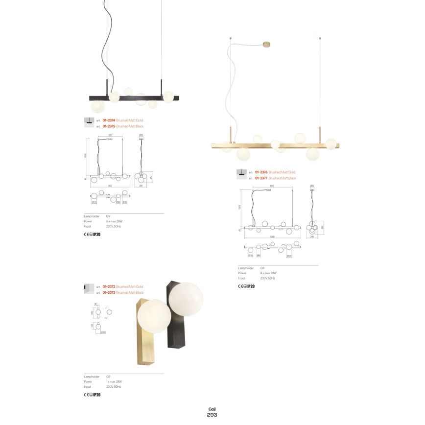 Redo 01-2377 - Chandelier on a string GOJI 8xG9/28W/230V black