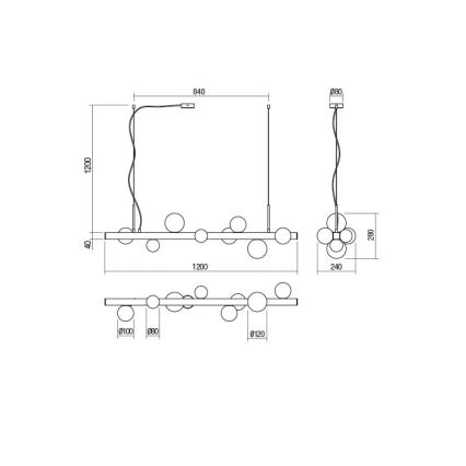 Redo 01-2377 - Chandelier on a string GOJI 8xG9/28W/230V black