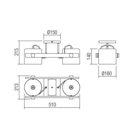 Redo 01-2400 - Ceiling light POOH 2xE27/42W/230V beech