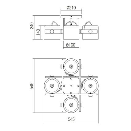 Redo 01-2401 - Surface-mounted chandelier POOH 4xE27/42W/230V beech