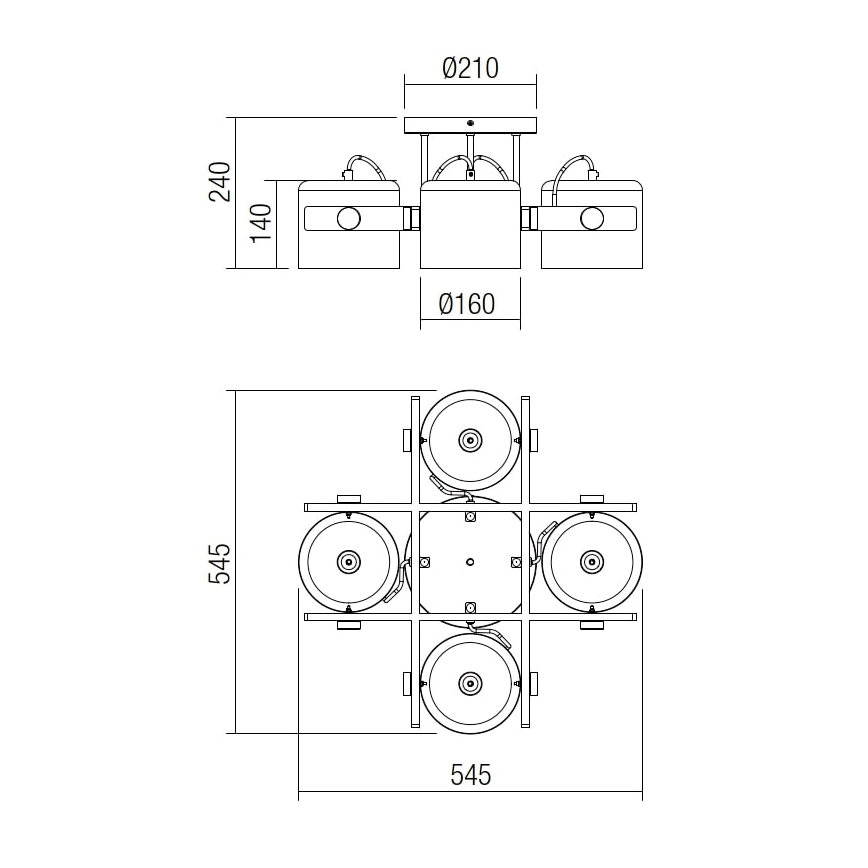 Redo 01-2401 - Surface-mounted chandelier POOH 4xE27/42W/230V beech