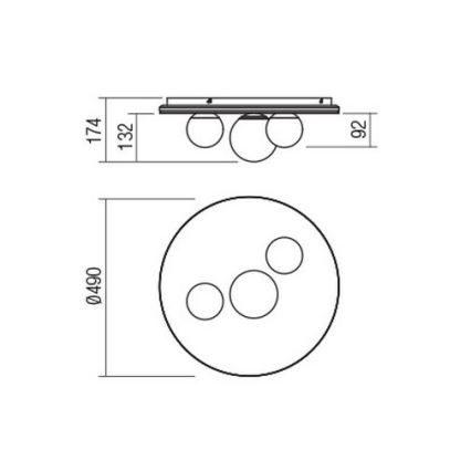Redo 01-2466 - CORUM LED Ceiling Light, 48W, 230V, 3000K, CRI 90, Black