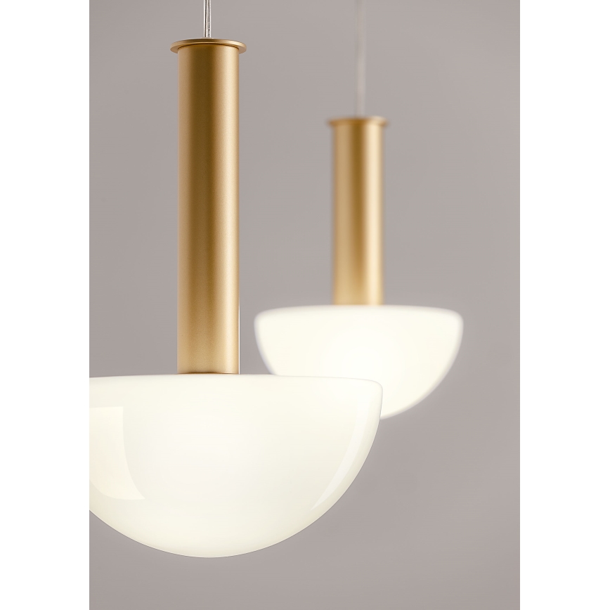 Redo 01-2474 - LUMIEN cable-hung pendant 1xG9/10W/230V Ø 13 cm gold/white