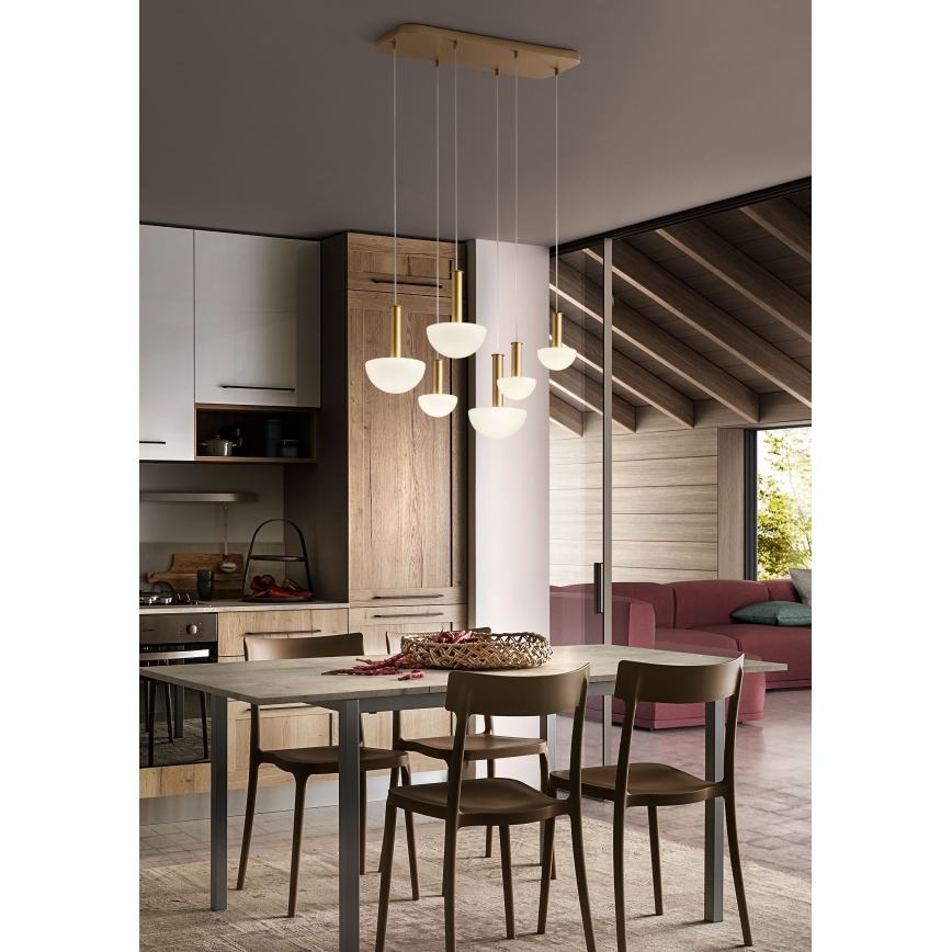Redo 01-2476 - Cable-suspended chandelier LUMIEN 6xG9/10W/230V gold/white