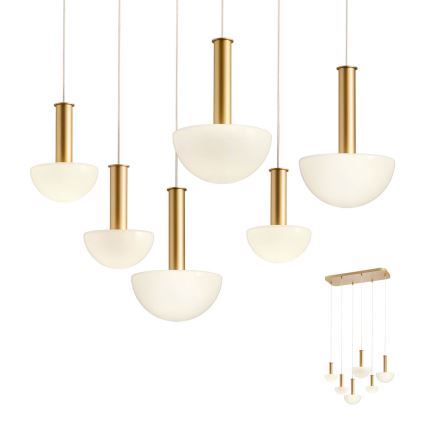 Redo 01-2476 - Cable-suspended chandelier LUMIEN 6xG9/10W/230V gold/white