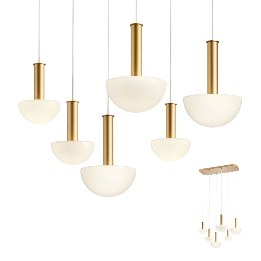Redo 01-2476 - Cable-suspended chandelier LUMIEN 6xG9/10W/230V gold/white