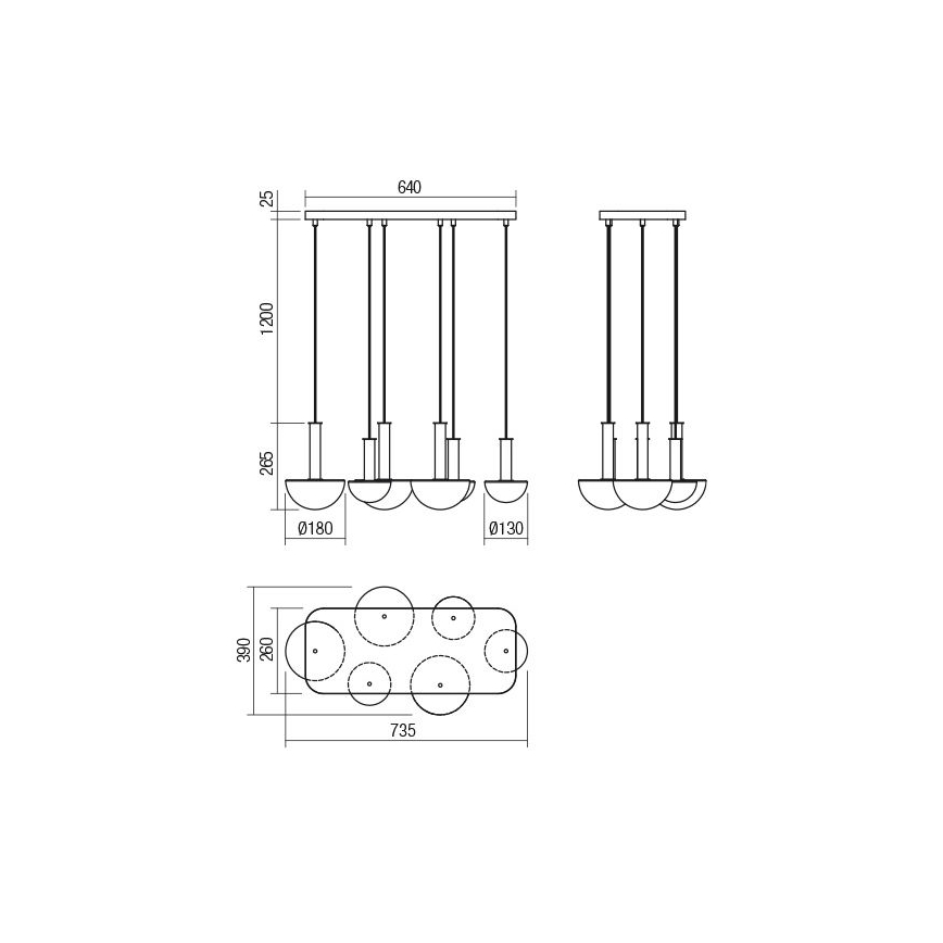 Redo 01-2476 - Cable-suspended chandelier LUMIEN 6xG9/10W/230V gold/white