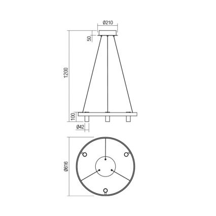 Redo 01-2490 - LED Chandelier on a string SUMMIT LED/38W/230V CRI 90 d. 61,6 cm gold