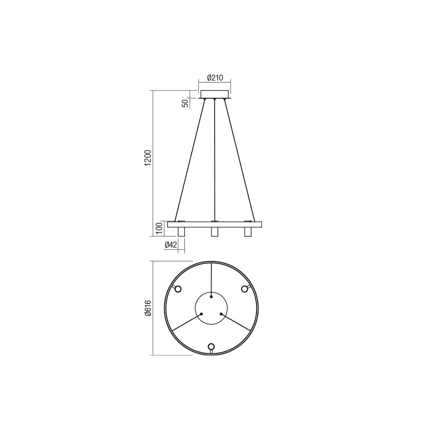 Redo 01-2490 - LED Chandelier on a string SUMMIT LED/38W/230V CRI 90 d. 61,6 cm gold