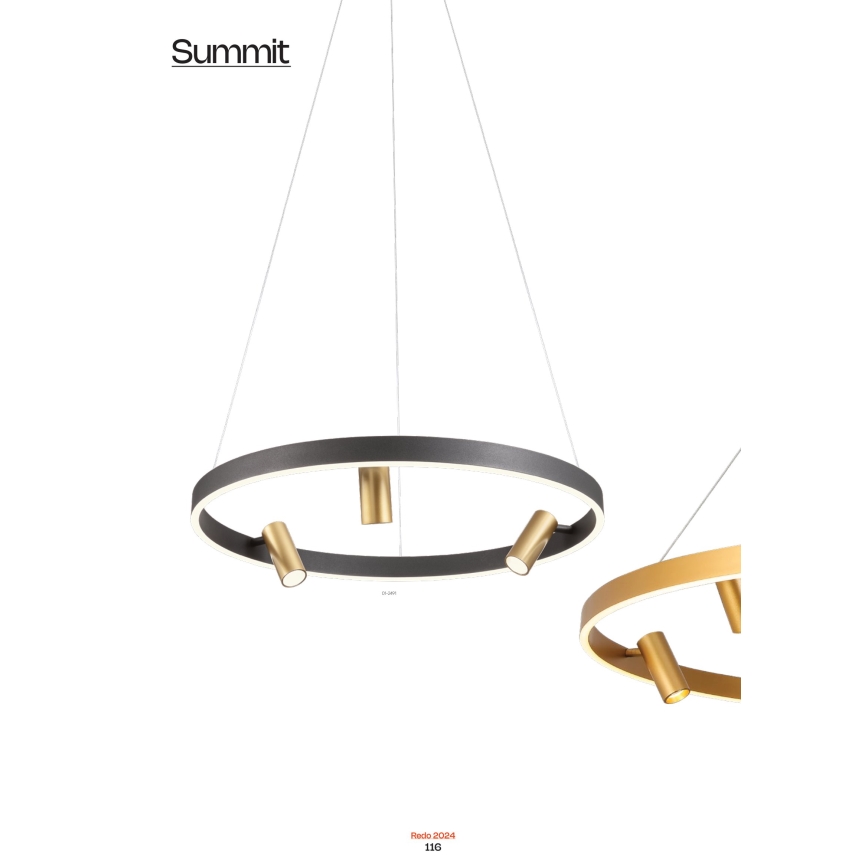 Redo 01-2492 - LED Chandelier on a string SUMMIT LED/53,5W/230V CRI 90 d. 80,8 cm gold