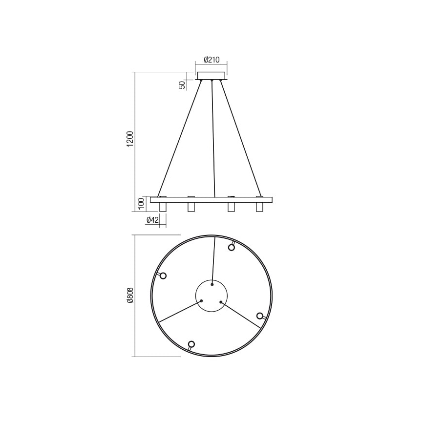 Redo 01-2492 - LED Chandelier on a string SUMMIT LED/53,5W/230V CRI 90 d. 80,8 cm gold