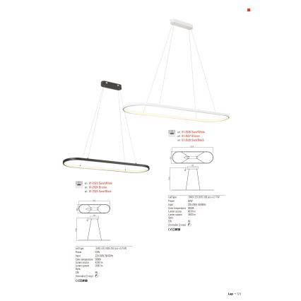 Redo 01-2523 - LED Dimmable chandelier on a string LAP LED/32W/230V CRI 90 white