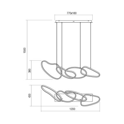 Redo 01-2594 - LED Dimmable chandelier on a string BIAS LED/87,4W/230V CRI 90 3000K white
