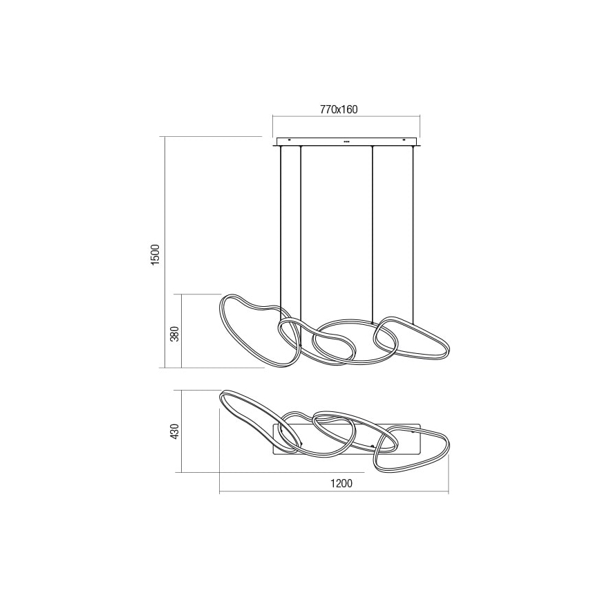 Redo 01-2594 - LED Dimmable chandelier on a string BIAS LED/87,4W/230V CRI 90 3000K white